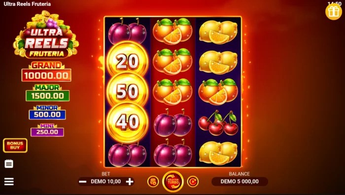 Ultra Reels Fruteria - Ekrani kryesor i lojës 3 me 5